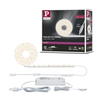 Imagen de Paulmann 78957 Strip LED SimpLED Power 5 m con regulador de cable 1100 lm/m incl. 1x50 W IP44 tira luz blanco plástico cinta 3000 K