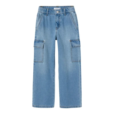 Imagen de Name it Nkfrose WIDE Vaqueros rectos para niños, Talla: 6a, Light blue denim