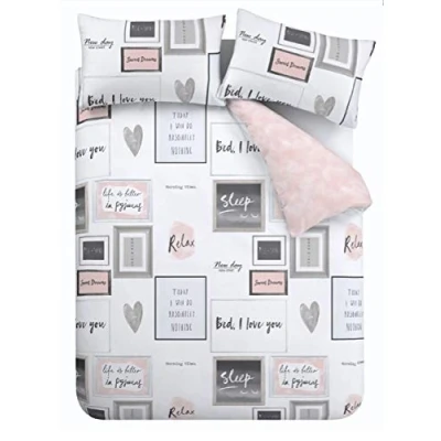 Imagen de Catherine Lansfield Sleep Dreams Juego de Funda edredón Reversible con Fundas Almohada, Color Rosa Rubor