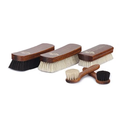 Imagen de Langer &amp; Messmer Set de 5 cepillos con cerdas crin caballo y pelos cabra, para la limpieza el cuidado del calazado piel cuero liso