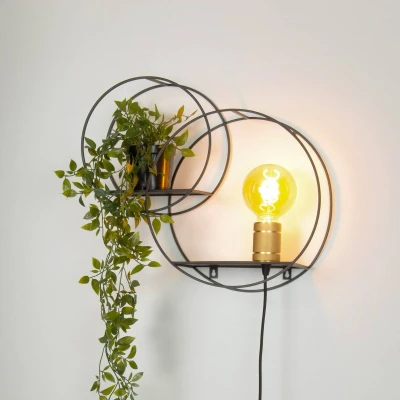 Imagen de Lucide Aplique de pared Circle, negro, 38 cm, E27
