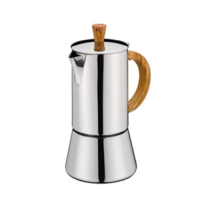 Imagen de Cilio FIGARO cafetera espresso de acero inoxidable, apta para todo tipo cocinas, diámetro 8,5 cm, lavavajillas, moca, 4 tazas, camping
