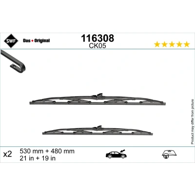 Imagen de Limpiaparabrisas Swf 116308 530, 530mm delante Escobillas con arco para vehíc. volante a la izquierda VOLKSWAGEN: Golf 3, 4 Cabrio