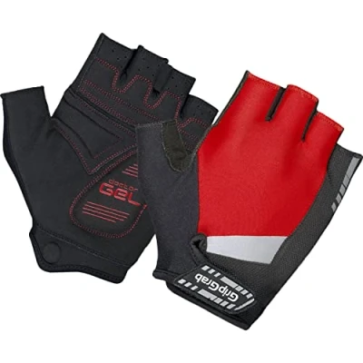 Imagen de GripGrab Ciclismo SuperGel de Verano Cortos Acolchado DoctorGel 6mm Mitones Guantes Bicicleta Hombre Carretera MTB Gravel, Adultos Unisex, Rojo, Small