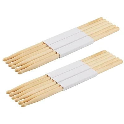Imagen de MUKCHAP 6 pares de baquetas 5A, madera arce, para tambor, práctica, rendimiento