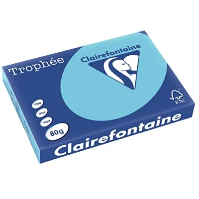 Imagen de Clairefontaine Resma de papel, 80 gr/m², 500 hojas, Azul Cielo, A3 (42 x 29.7 cm)