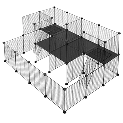 Imagen de EUGAD Jaula de Cobayas, Parque para Conejos Gatos, Negro 145x108x72cm