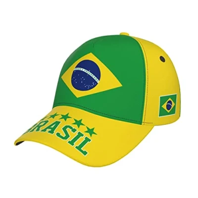 Imagen de RFSHOP gorra de béisbol brasileña con la bandera Brasil 8, estampado completo, para hombres y adultos, fútbol partidarios del patriotismo, color negro, N.º 1527, Talla única
