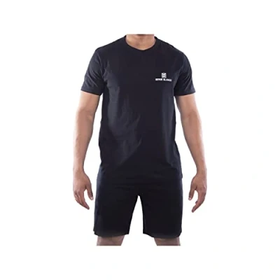 Imagen de SERGE BLANCO Pijama Hombre 100% Algodón, Camiseta y Pantalon Corto Conjunto, Suave Cómodo