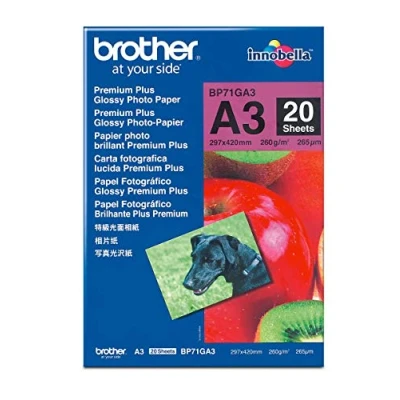 Imagen de Brother BP71GA3 Pack de 20 hojas papel fotográfico Glossy Premium A3 (260 g/m2)