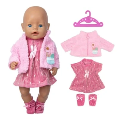 Imagen de YSJCHEBS 1 Juego De Ropa para Muñecas, Bolígrafo Cordero Rosa, Percha, Accesorios Muñecas 30Cm