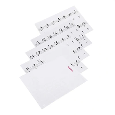 Imagen de Dilwe Desmontable 88 Teclas Piano Electrónico Teclado Nota Llaves Blancas Pegatinas Etiquetas para Principiantes(Transparente)