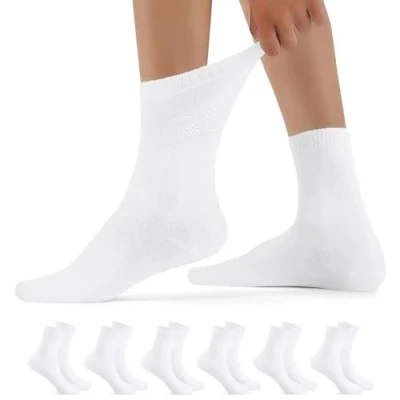 Imagen de YouShow 6 Pares Calcetines Diabéticos Hombre &amp; Mujer Sin Elasticos Circulacion Algodón Blanco 39 42