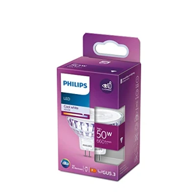 Imagen de Philips Bombilla LED 50W MR16 luz blanca fría 36º de ángulo apertura, no regulable