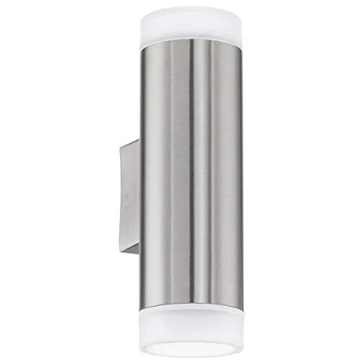 Imagen de Eglo 92736 Modelo Riga, Lámpara de Pared, para Exteriores, Acero Inoxidable, led GU10, 2 Bombillas 2,5 W, Incluye Bombilla, IP44, 20,5 cm Altura
