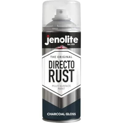 Imagen de JENOLITE Directorust Pintura en aerosol brillante GRIS CARBÓN 400ml de óxido directo para metal Múltiples superficies: madera, metal, plástico RAL7016