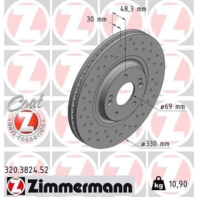 Imagen de ZIMMERMANN 320.3824.52 Disco de freno 330 30 7/5 5 114 ventilación interna, perforado revestido KIA: Optima / K5 Berlina, Sportswagon