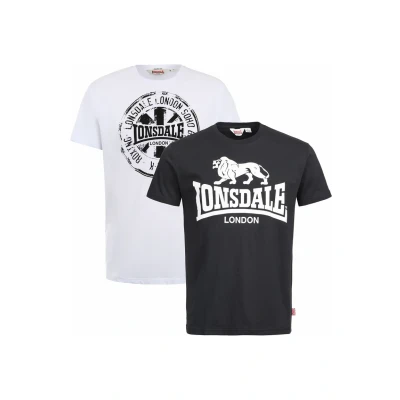 Imagen de Lonsdale Doppelpack Camiseta estampada, Hombre, Talla: XXL, Black white