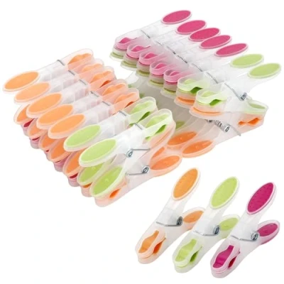 Imagen de Romon Pinzas Ropa, 30 Ropa Que No Dejan Marca Toalla Playa Antideslizantes, Clips de Plástico Fuerte Resistentes al Viento para Toallas Interior Bragas Calcetines