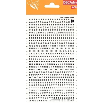 Imagen de APLI DD11F Letras transferibles mayúsculas negras 2,5 mm, 730 caracteres