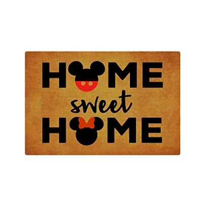 Imagen de IFHUH Divertido felpudo para puerta delantera, diseño con texto en inglés &quot;Home Sweet Home&quot; uso exteriores e interiores, tapete de perfil bajo entrada, 23.6 pulgadas ancho x 15.7
