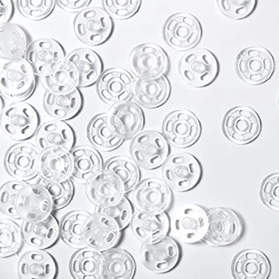 Imagen de 40 Pares de Botones Broche Presión Plástico Transparentes a Invisibles Coser Botón (7 mm/ 0,27 Pulgadas)