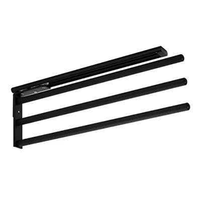 Imagen de SOTECH Toallero de aluminio TED 3 brazos negro mate (450 730 mm, extensible, giratorio) extraíble telescópico adecuado para toallas más grandes