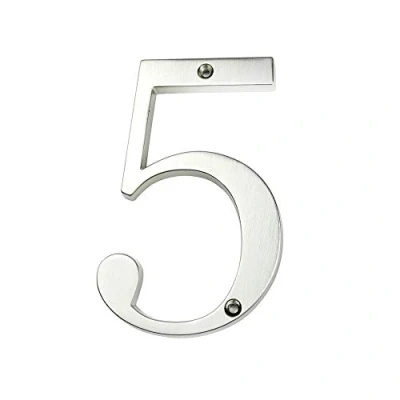 Imagen de HASWARE Letrero con número de casa, 4 pulgadas (10 cm), números puerta modernos, placa señalización, dirección aleación zinc (5, Plata)