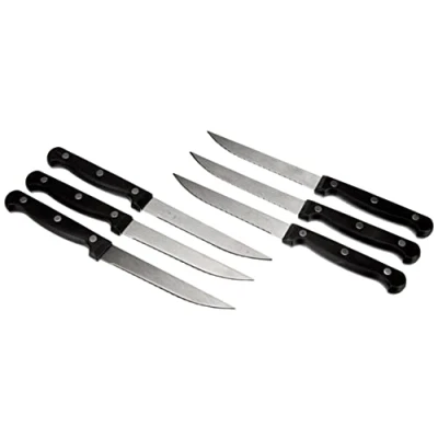 Imagen de Juego de 6 cuchillos carne 3 remaches acero inoxidable y ABS, color negro