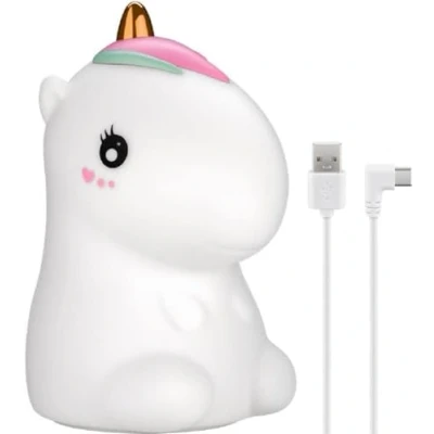 Imagen de goobay 61649 luz nocturna Infantil/LED unicornio/Luz quitamiedos/Ayuda para dormir/luz lactancia y decoración de habitaciones infantiles/Recargable / 7 cambios color 3 modos