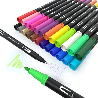 Imagen de MISDUWA rotuladores lettering 24 colores punta fina, doble brush pen para acuarelas dibujos y coloreado