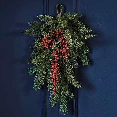 Imagen de Ginger Ray Follaje de Navidad para Puerta con Bayas, Centro Mesa Decorativo