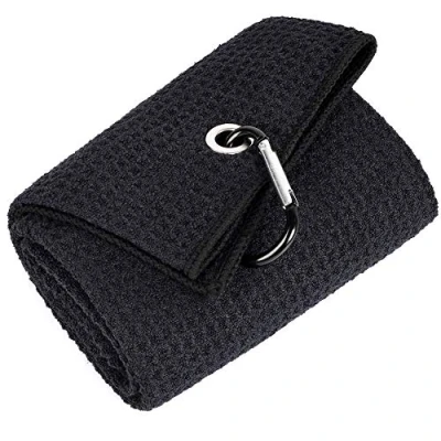 Imagen de Mile High Life Toalla de Golf triplicada Tejido Microfibra Primera Calidad Patrón gofres (Negro/Azul Marino)