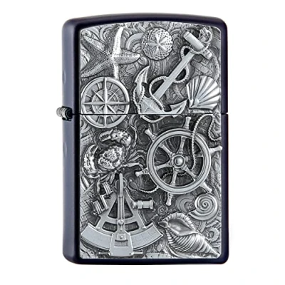 Imagen de ZIPPO Diseño de náutico Navy Blue Matte Emblem Attached Mechero, rellenable, en una Caja Regalo halta Calidad