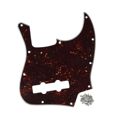 Imagen de FLEOR 10 agujeros JB Bass Pickguard 4 capas Rascar Placa sin truss Rod Notch para bajo de jazz Standard cuerdas, concha tortuga marrón