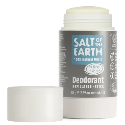 Imagen de Salt of The Earth Natural Deodorant Stick, Vetiver &amp; Citrus Vegan, Long Lasting Protection, Refillable, Leaping Bunny Approved, Made in UK 84g, (Pack 1)