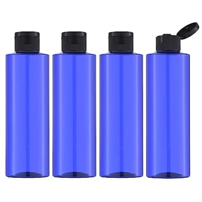 Imagen de Toureal 250ML Botella de Viaje Flip Cap (4 Piezas) Contenedor Vacío para Cosméticos con Embudo (Azul)