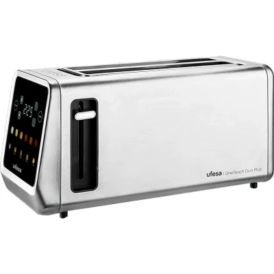 Imagen de Tostadora Ufesa OneTouch Duo Plus, 1450 W, 2 Ranuras Largas Extra Anchas XL, 6 Niveles de tostado, Descongelar, Inox