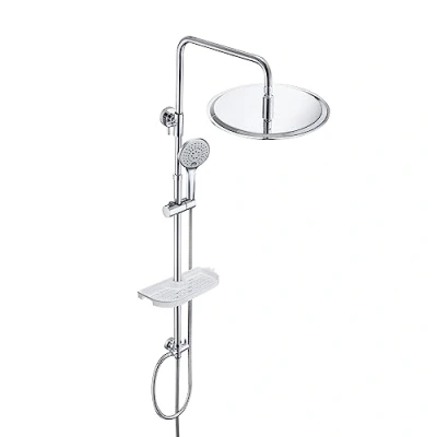 Imagen de Columna de Ducha sin Grifo para Baños Set con Barre Altura Adjustable Conjunto Acero Inoxidable Estante Alcachofa Mano y Cabezal Lluvia D30cm