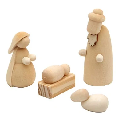 Imagen de Dekohelden24 Figuras de belén madera, tamaño seleccionable en el menú desplegable