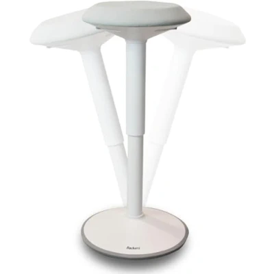 Imagen de Backerz Taburete Silla Escritorio Oficina Ergonómica con Altura Regulable de 55 a 80 cm Efecto Columpio Revestido Tela Repelente al Agua, Blanca Mate