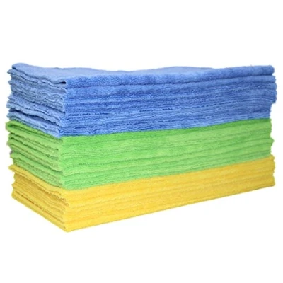 Imagen de Polyte Paño de Limpieza Microfibra superabsorbente Sin Bordes, Cortados por ultrasonidos Azul Claro, Verde, Amarillo 40 x cm Pack 24