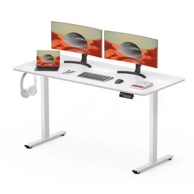 Imagen de SANODESK QS+ 120 x 60 cm Escritorio Elevable Eléctrico con Tablero Regulable en Altura Telescópico Bidireccional Control de Memoria y Tecnología Anticolisión (Blanco)