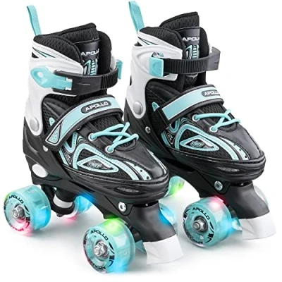 Imagen de Apollo Patines 4 Ruedas Super Quad X Pro para Niños y Adolescentes de LED Cómodos Niña o Niño, Ideales Principiantes