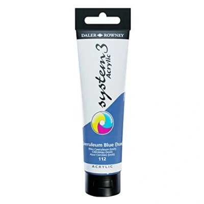 Imagen de Daler Rowney Paquete de papel ingres (150 ml) sistema 3 arcyclic Tubo acuarela Coeruleum azul/Hue