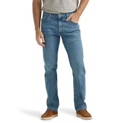 Imagen de Vaqueros Wrangler Authentics elásticos, clásicos, de 5 bolsillos, para hombre Azul 32W x 30L