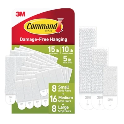 Imagen de Command PH203 18NA Juego tiras para colgar cuadros, 10 pequeñas y 8 medianas, color blanco