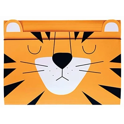 Imagen de Carpeta A5 Banda Elástica Cartón Robusto Soft Touch Impreso Dentro y Fuera Forma Divertida para Niños Tigre