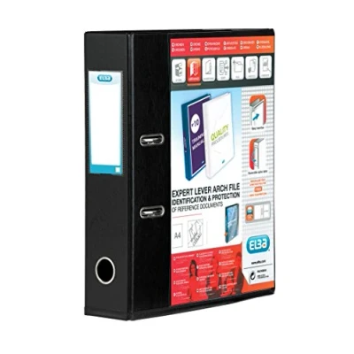 Imagen de Elba Lever Arch File with Clear PVC Cover 70mm Spine A4 Black Ref 100080896 [Pack 10]