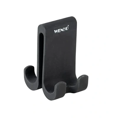 Imagen de Wenko Gancho de Ducha Doble Verna Duo, Silicona para cabinas con un Grosor Pared hasta 10 mm, Ofrece Mucho Espacio Colgar esponjas, Toallas y Accesorios Ducha, Negro